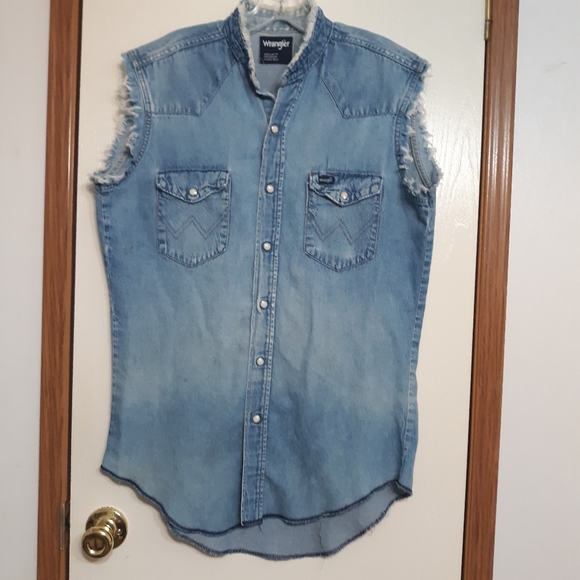 Wrangler Mens Sz Large (16½) Denim Shirt - Picture 5 of 5